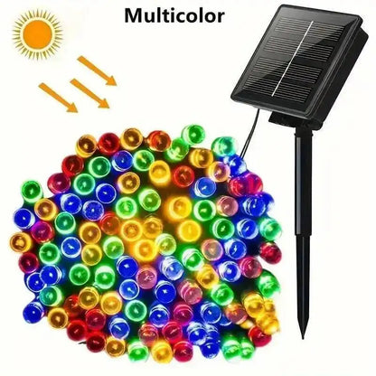 8 Modes Solar LED String Fairy Lights, Outdoor Waterproof Festoon Garland Lamps