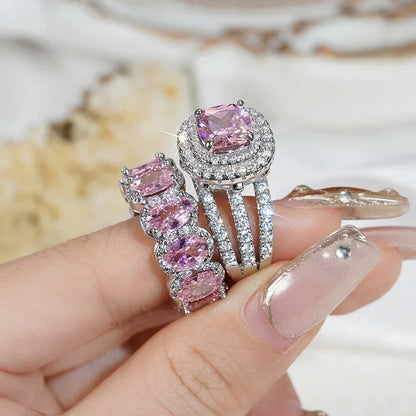 Gorgeous 2Pcs Set Brilliant Zirconia Rings