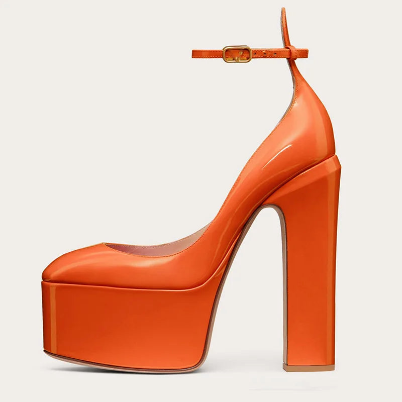 Women's High Platform Stiletto Pumps with Ankle Buckle Strap