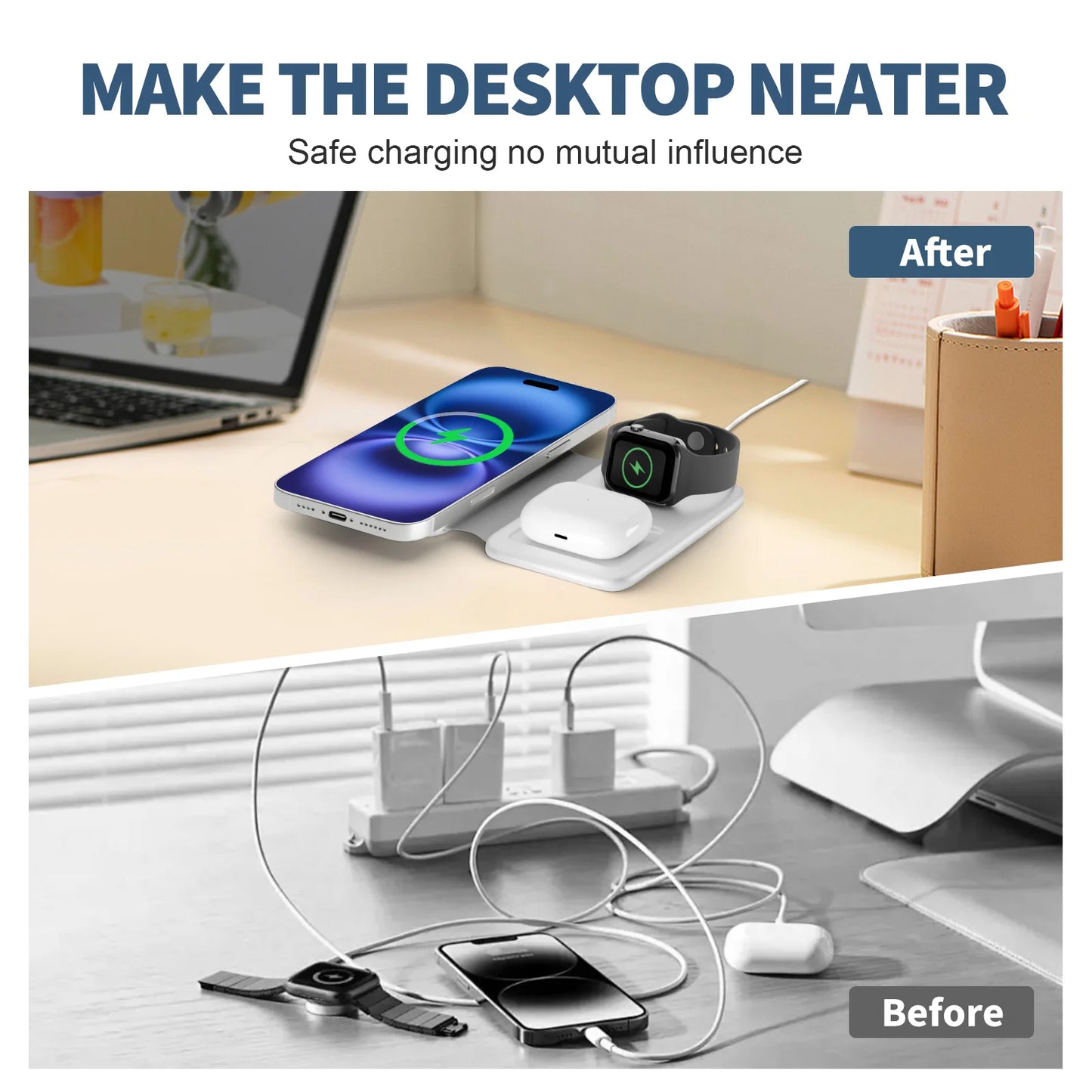15W Magnetic 3 in 1 Wireless Charger Station