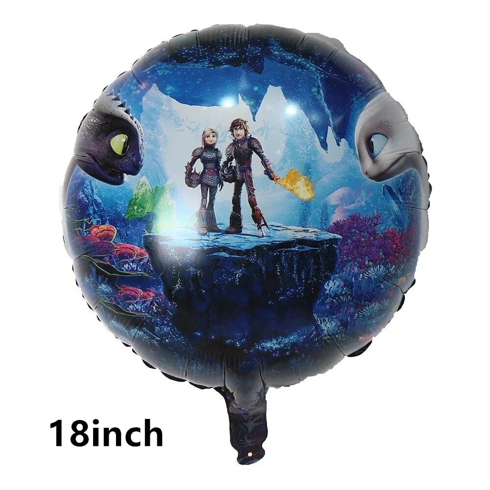 How to Train Your Dragon Party Decorations Set - Foil Balloons, Birthday Banner & Cake Toppers