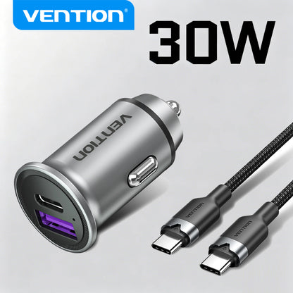 Vention 30W PD Fast USB-C Car Charger for iPhone & Android