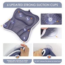 4D 6 Non-Slip Suction Cups Contouring Ergonomic Design Bathtub Neck Pillow