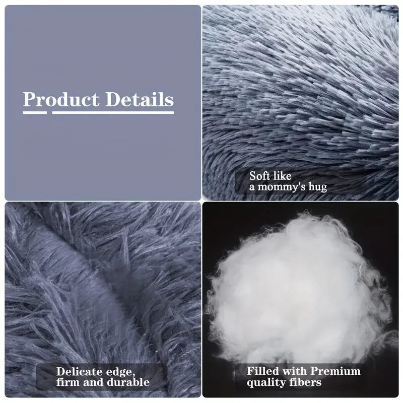Round Warm Plush Washable Pet Bed