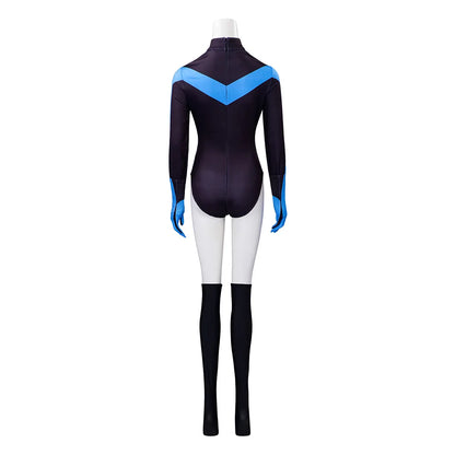 Women's Halloween Superhero Jumpsuit & Wing Cosplay Outfit
