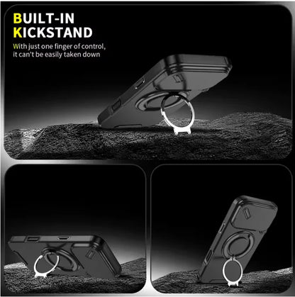 Armor Shockproof Magnetic Ring Stand iPhone Case with Camera Cover