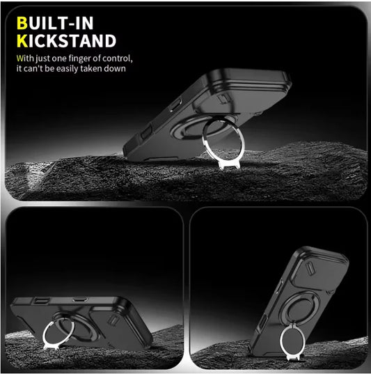 Armor Shockproof Magnetic Ring Stand iPhone Case with Camera Cover