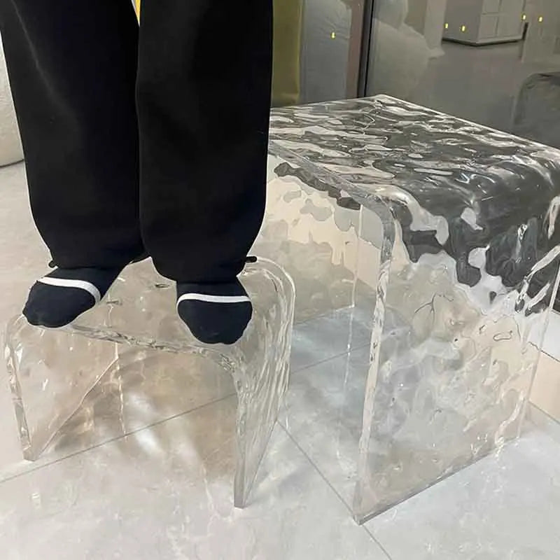 Water Ripple Acrylic Stool & Modern Transparent Footstool