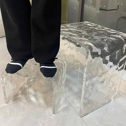 Water Ripple Acrylic Stool & Modern Transparent Footstool