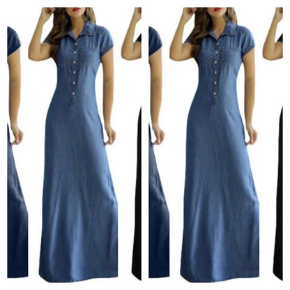 Cross Border Long Dress Shirt Collar Split Pocket Large Swing Dress