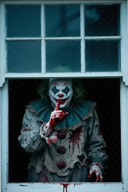 Scary Halloween Window Curtain & Backdrop