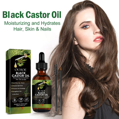 OUHOE Black Organic Castor Oil Moisturize Hair Growth Serum