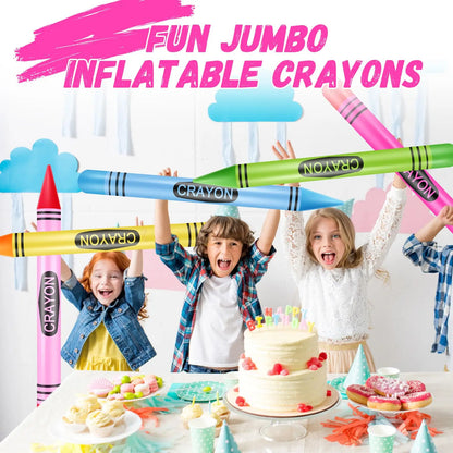 Jumbo Inflatable Crayon Balloon Set - Neon Back to School & Classroom Party Decor