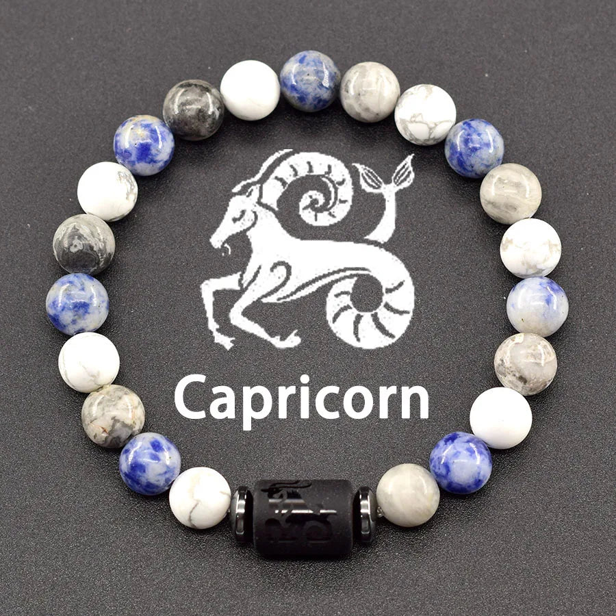 12 Zodiac Sign Natural Bead Bracelet for Men & Women
