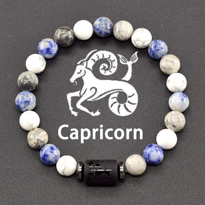 12 Zodiac Sign Natural Bead Bracelet for Men & Women