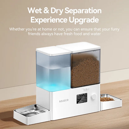 ROJECO 2in1 Automatic Pet Feeder Gravity Water Fountain