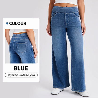 High Waist Stretch Denim Loose Wide Leg Jeans