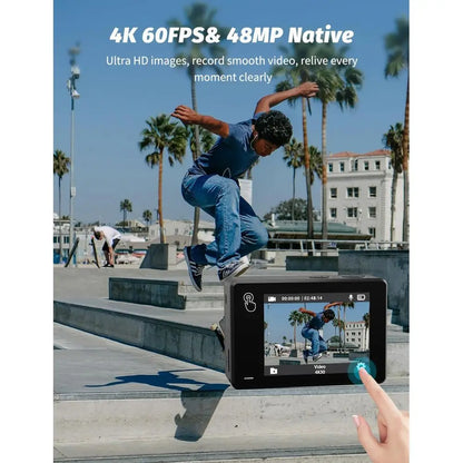 4K 60fps Underwater Action Camera with 8x Zoom and Remote
