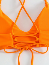 Three Point Non-Steel Ring Gathered Tail Wave Swimsuit