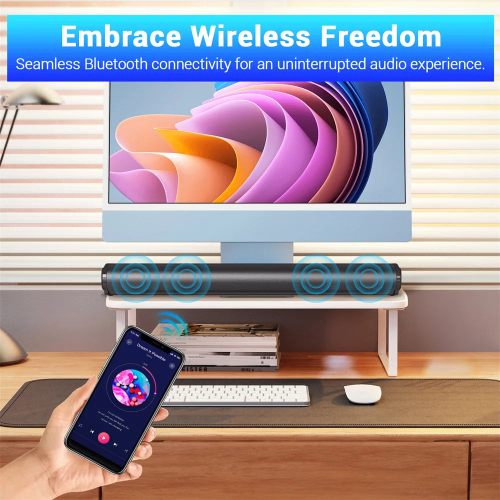 Wireless Bluetooth TV Soundbar Speaker with Subwoofer Effect