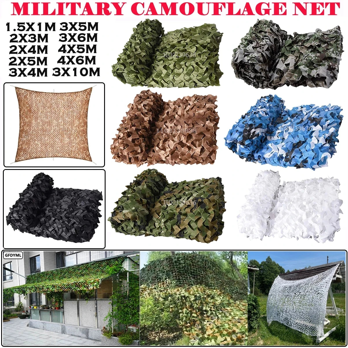 Multi-Purpose Military Camouflage Netting for Outdoor Shade & Decor