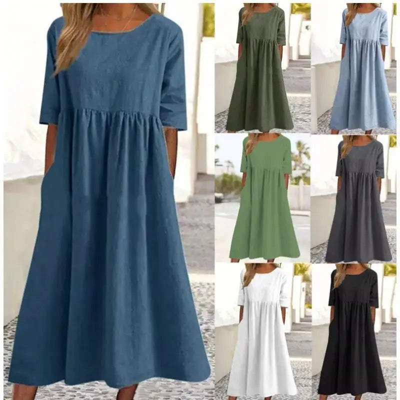 Women's Elegant Long Sleeve Flounce A-Line Dress