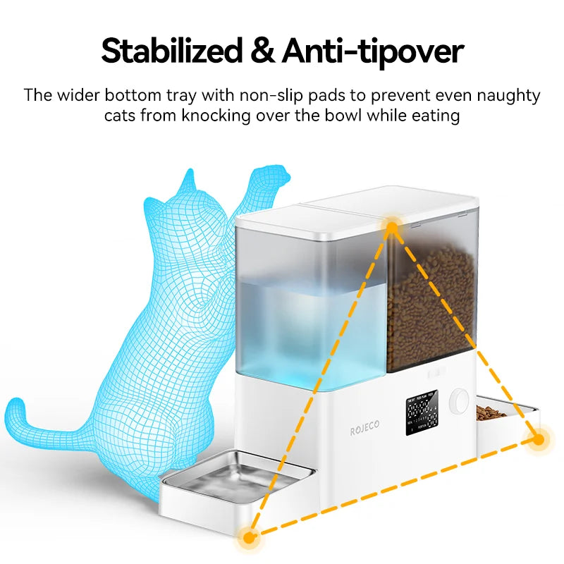 ROJECO 2in1 Automatic Pet Feeder Gravity Water Fountain