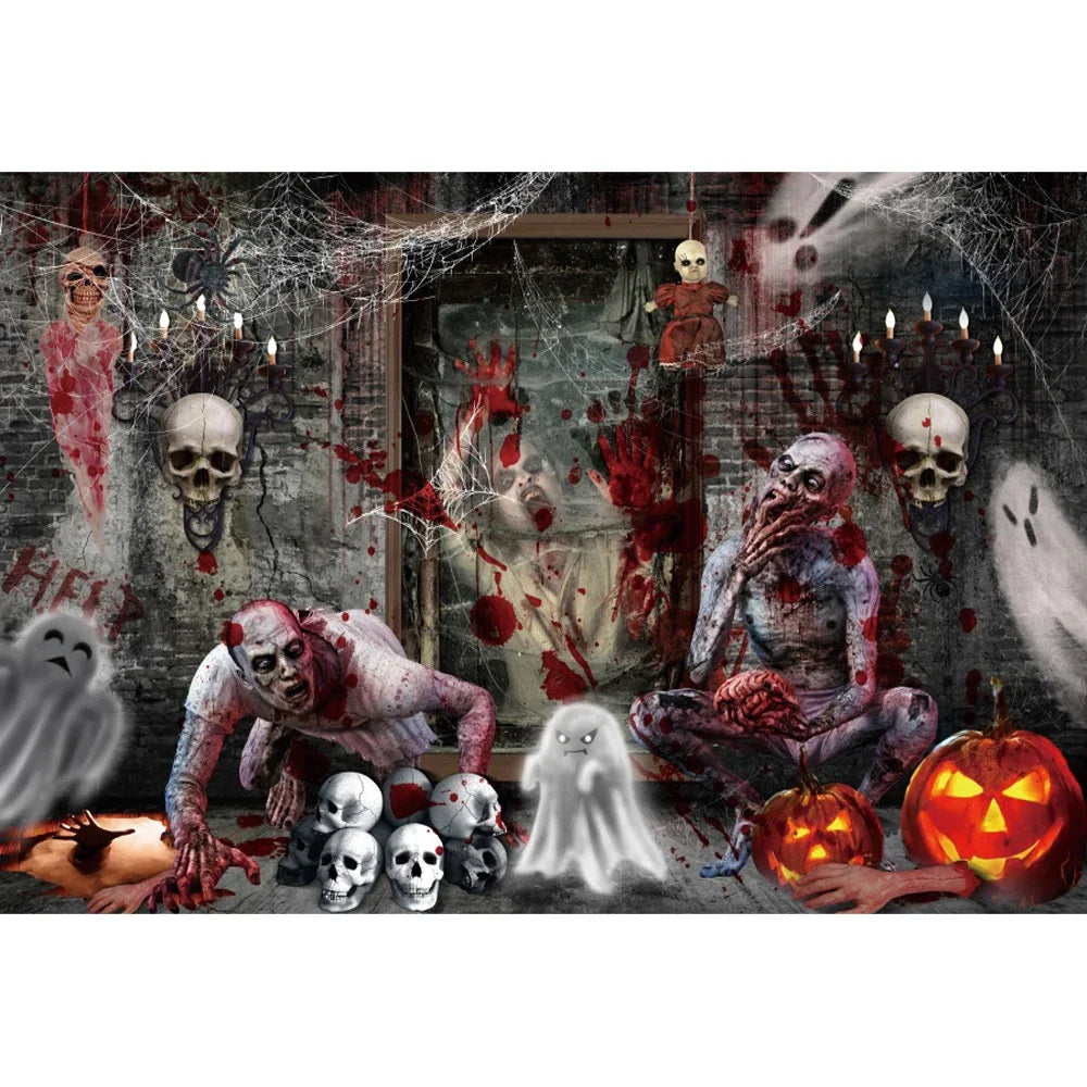 Scary Bloody Halloween Backdrop for Horror Photo Studio Props