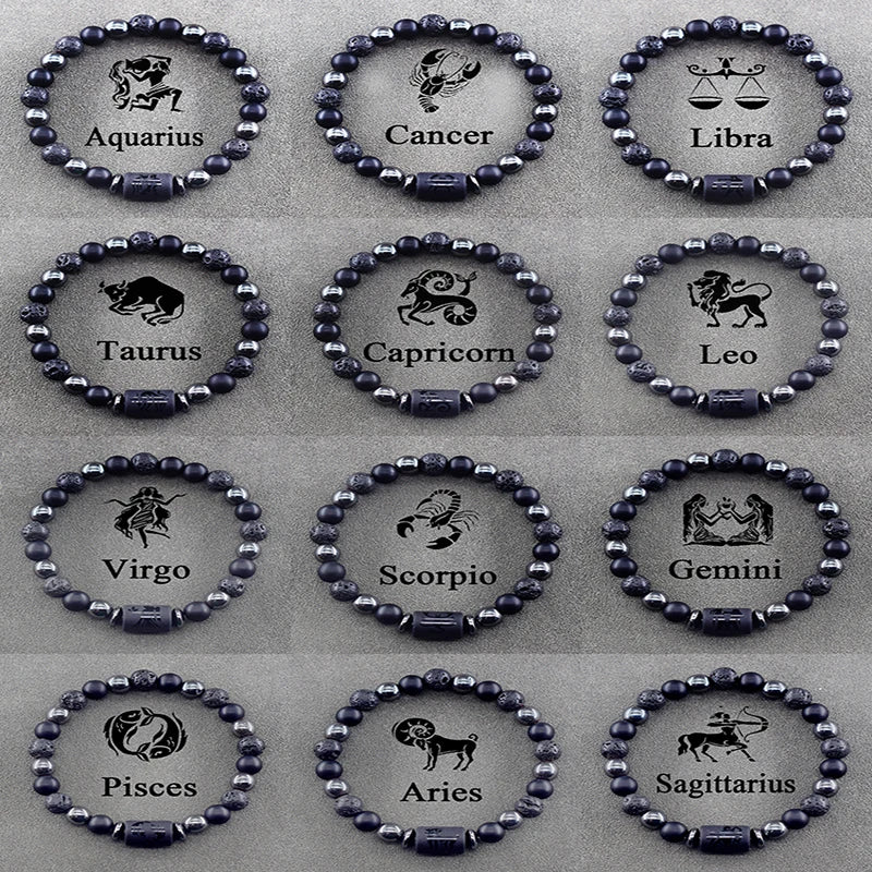 12 Zodiac Sign Constellation Beaded Charm Bracelet