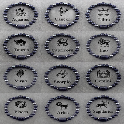 12 Zodiac Sign Constellation Beaded Charm Bracelet
