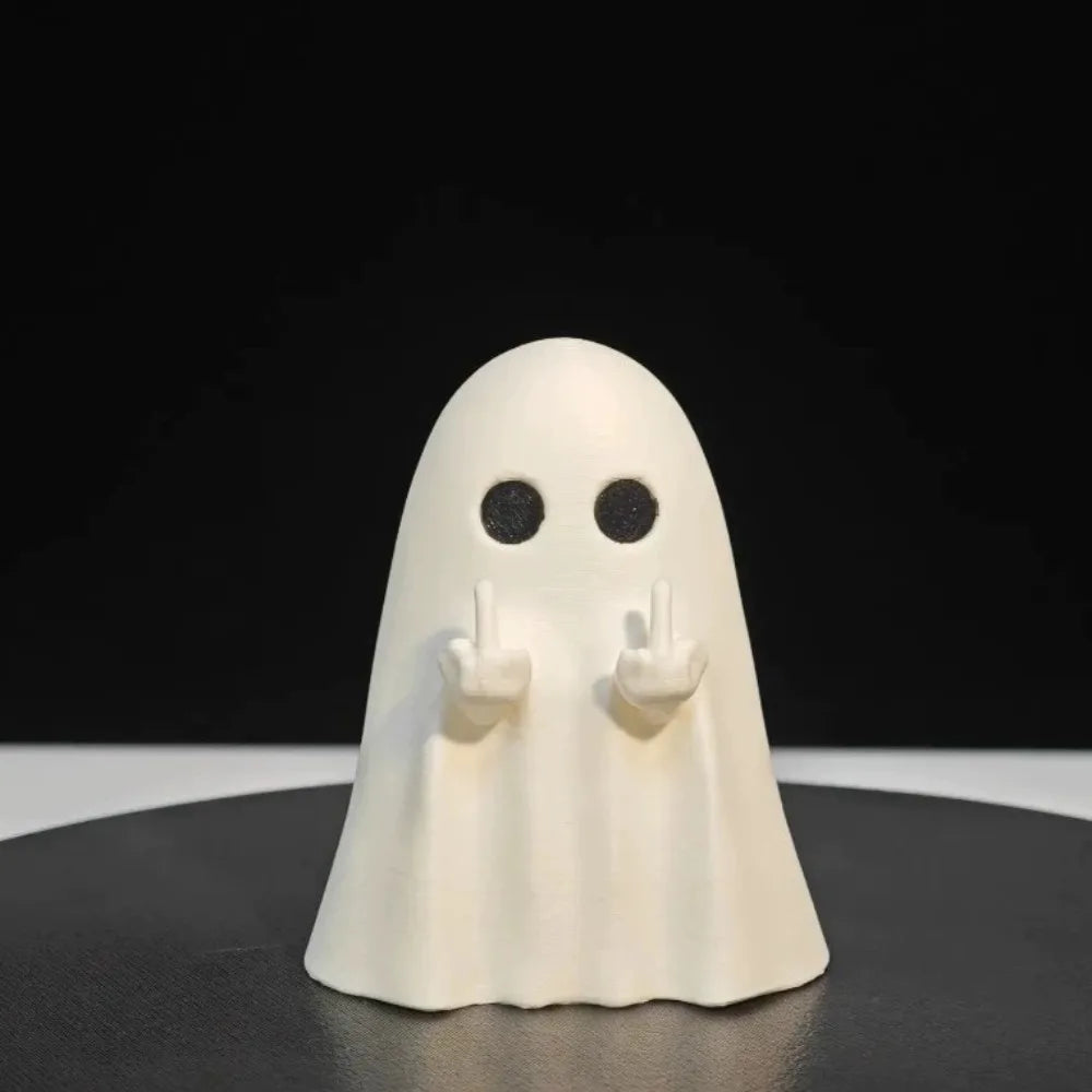 Ghost Resin Statue with Middle Finger Halloween Decor