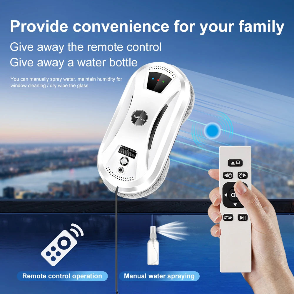 PuRuiKai 5600Pa Automatic Window Cleaning Robot with Remote Control