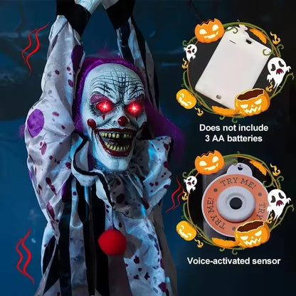 Animated Hanging Electric Clown Halloween Animatronic