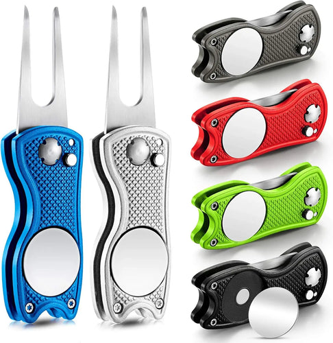 Foldable Golf Divot Repair Tool with Golf Ball Groove Cleaner
