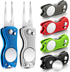 Foldable Golf Divot Repair Tool with Golf Ball Groove Cleaner