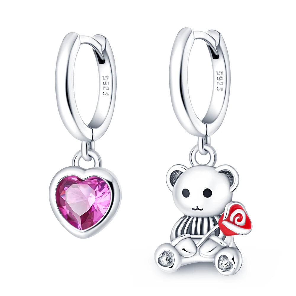 925 Sterling Silver Dancing Bee Hoop Earrings – Cute Enamel Zircon Jewelry