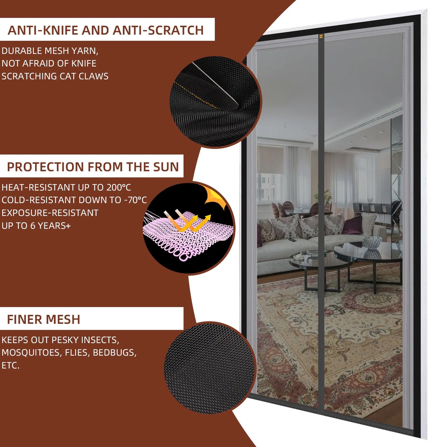 Long Magnetic Stripe No-punch Screen Door Curtain