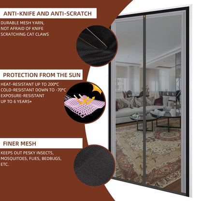 Long Magnetic Stripe No-punch Screen Door Curtain