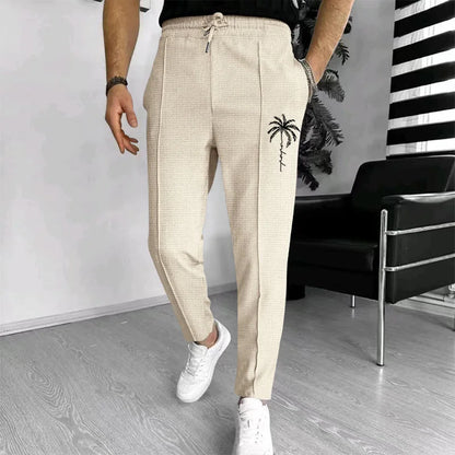 Men's Slim Fit Waffle Knit Athletic Jogger Pants with Pockets
