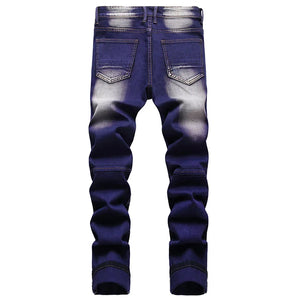 Casual Coated Straight Pleated Jeans