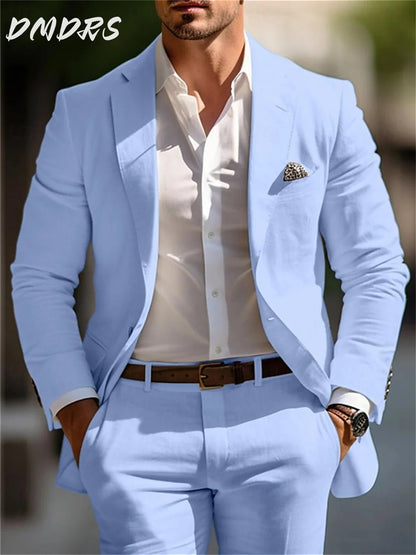 Men’s Formal Slim-Fit Suit Set – Premium Single-Breasted Wedding & Business Tuxedo
