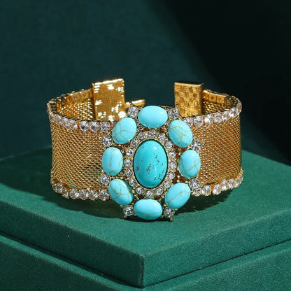 Antique Gold Plated Turquoise Natural Stone Bracelet