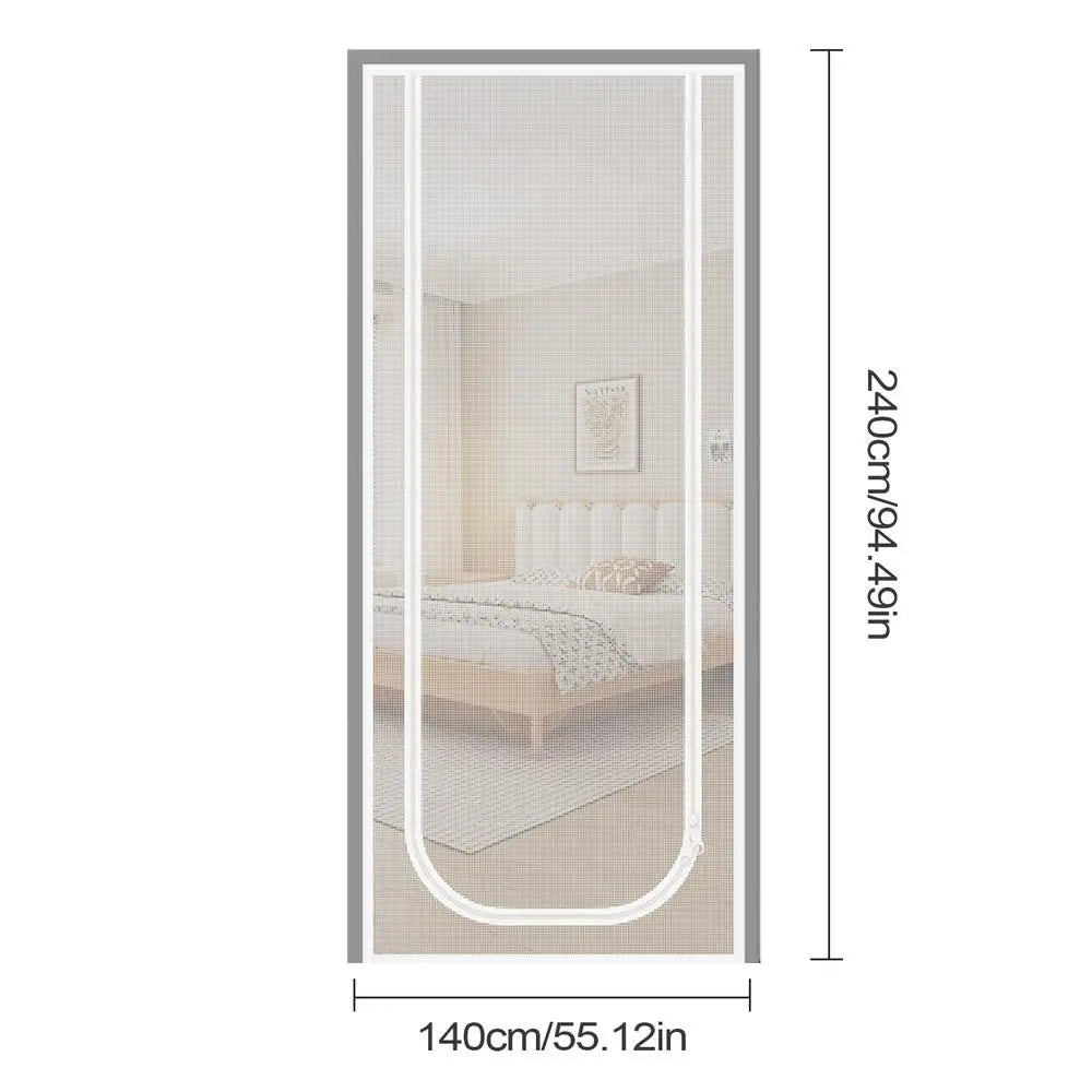 Mesh Pet Screen Door with Double Zipper Closure