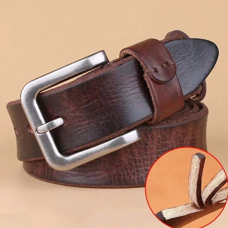 Genuine Leather Pin Buckle Belt
