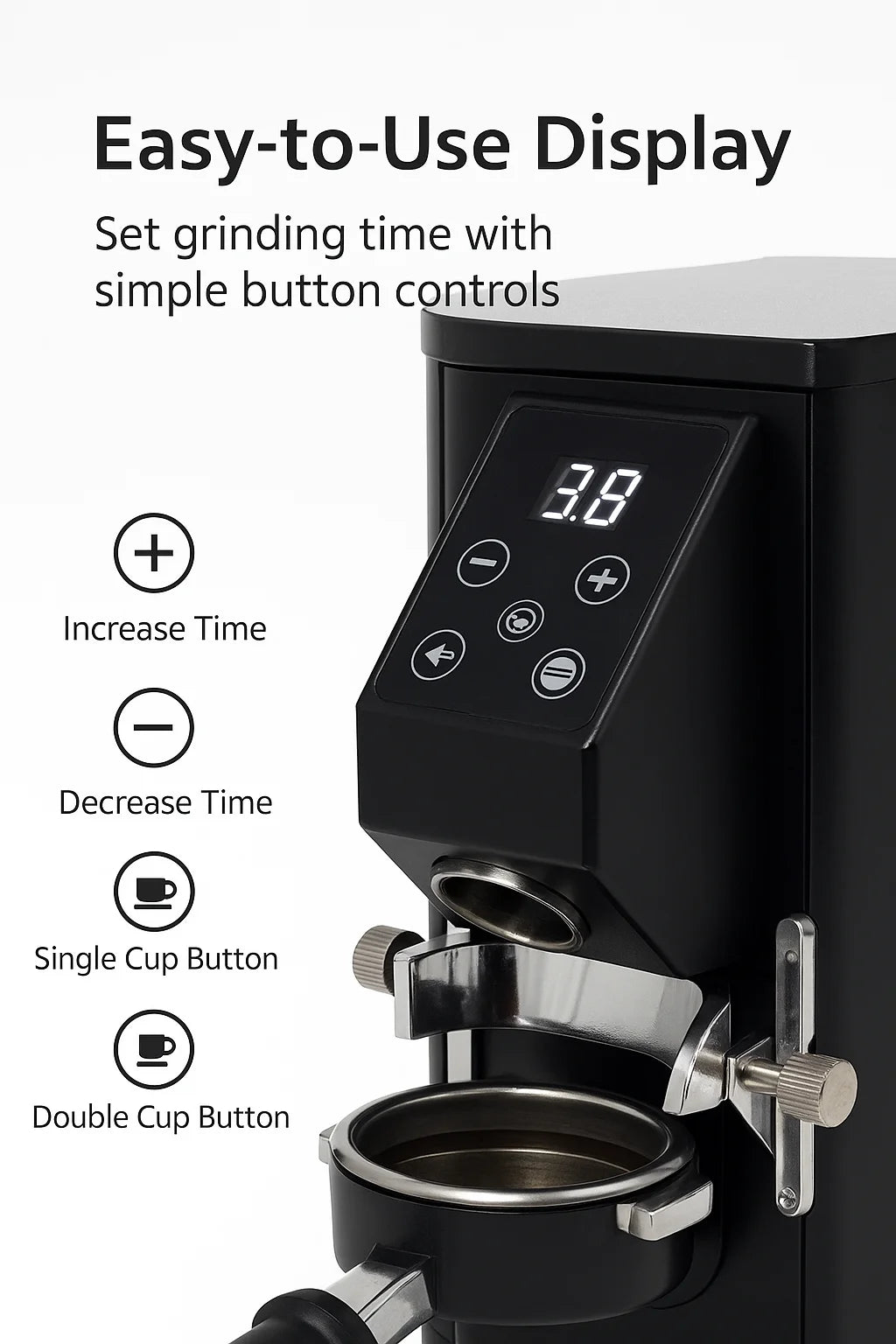 CAFOVO K-64S Electric Commercial 64mm Flat Burr Coffee Grinder 500g Hopper Anti-Static