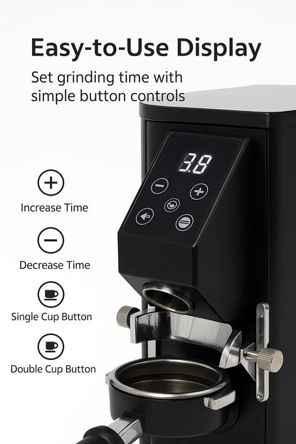 CAFOVO K-64S Electric Commercial 64mm Flat Burr Coffee Grinder 500g Hopper Anti-Static