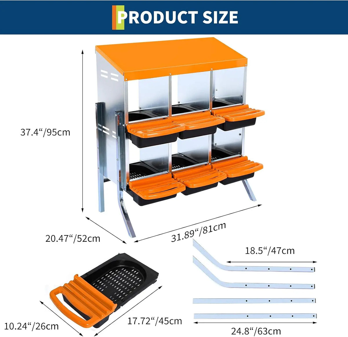 Garvee 6-Compartment Galvanized Chicken Nesting Box