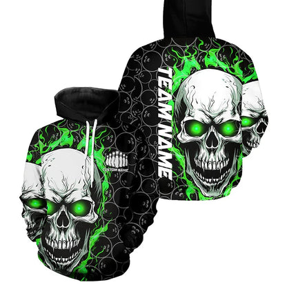 Men's Custom Name Skull Bowling Graphic Hoodie