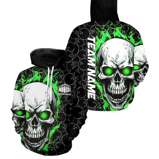 Men's Custom Name Skull Bowling Graphic Hoodie