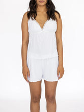 Casual Two Piece Sleeveless V Neck Lace Trim Cami Tank Tops and Shorts Set